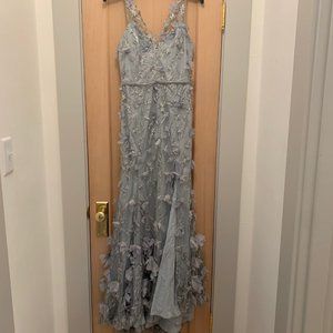 Marchesa Notte 3D floral plunge gown